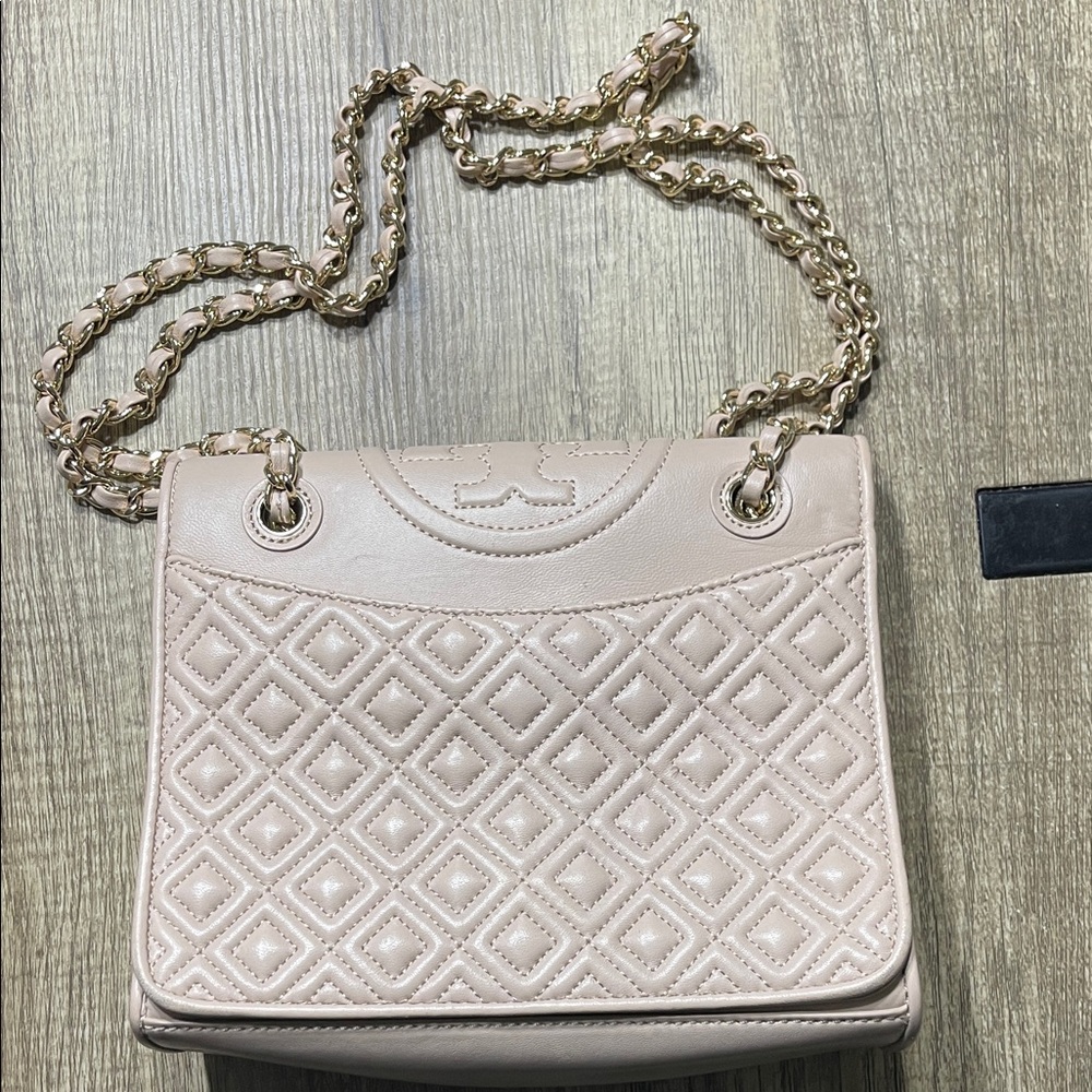 Tory Burch Quilted Nude Shoulder Bag